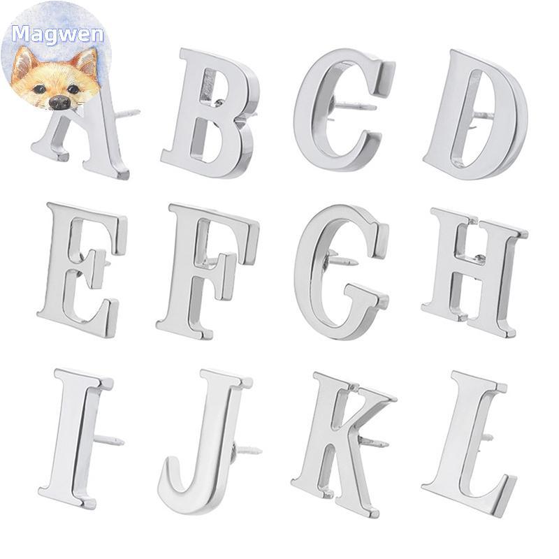Magwen เข็มกลัดโลหะสีเงินแบบคลาสสิก อักษร A-Z สำหรับหมวก ผ้าพันคอและกระเป๋าเป้ TH