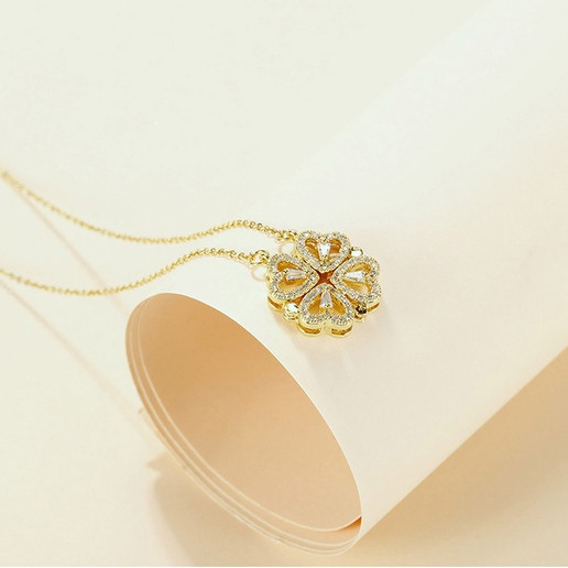 Four-Leaf Gold จี้สร้อยคอ Cubic Zirconia และ 316L สแตนเลส Classy แฟชั่นการออกแบบอารมณ์สไตล์สร้อยคอหร