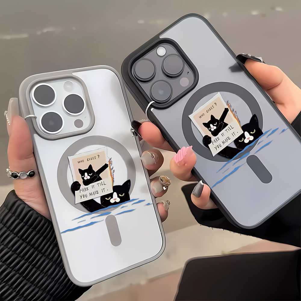 Acrylic Matte Magnetic เคส For iPhone 13 11 17 16 15 12 Pro Max 14 Air 17promax 16promax 13promax เคสโทรศัพท์มือถือ