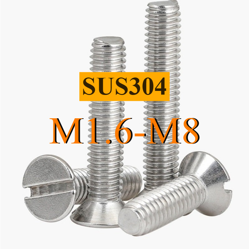 GB68 304 สแตนเลส one-word slot consunk หัวสกรู slotted แบนหัวสกรู M1.6M2M2.5M3M4M5M6M8M10CL-MB