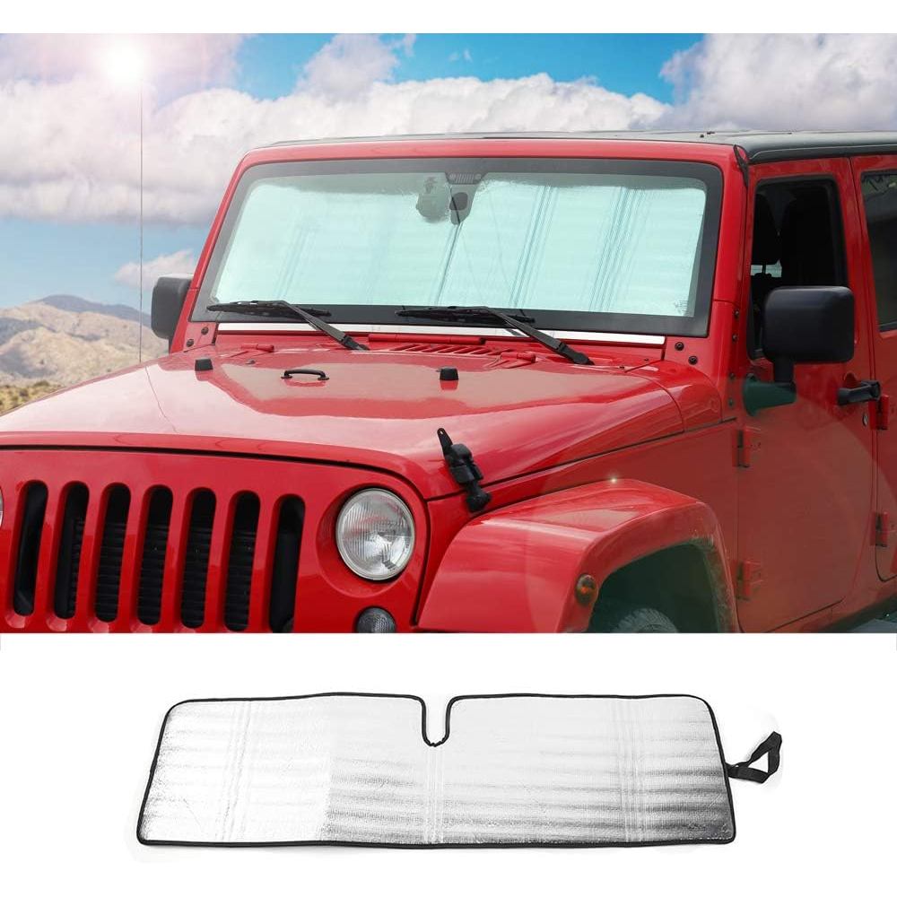 กระจกบังแดดรถ Sun Shade ความร้อน Shield JK Custom-fit Sunshade Sun Visor สําหรับ 1997-2017 Jeep Wran