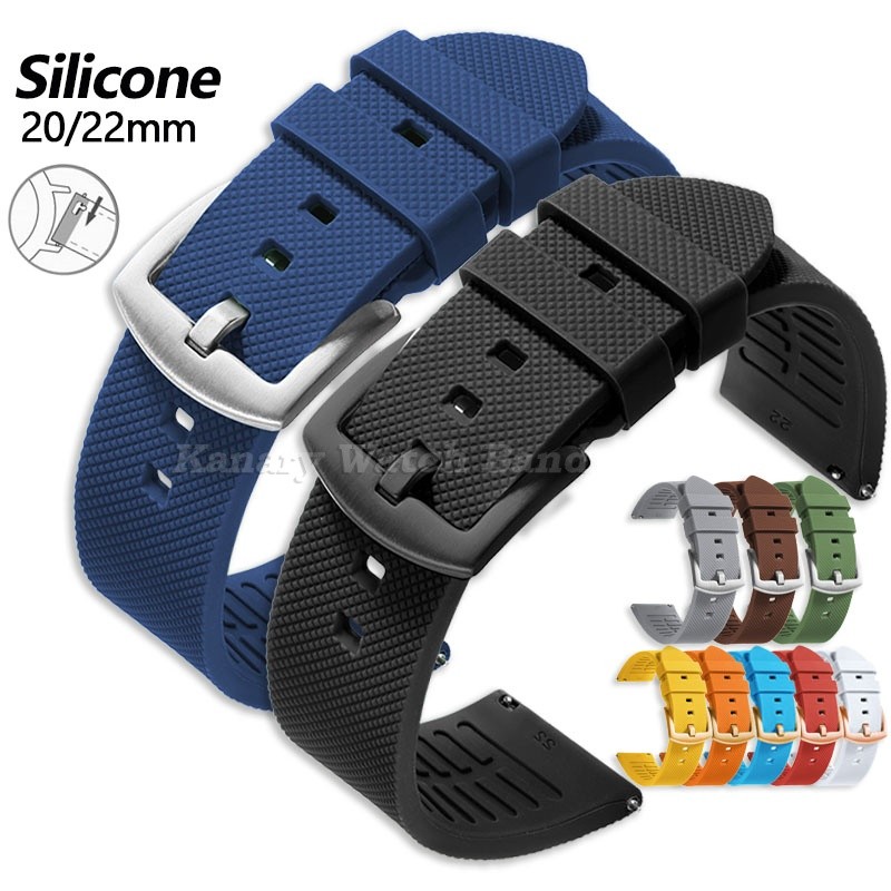 กันน้ํากีฬานาฬิกาซิลิโคน 20 มม.22 มม.ยางที่มีสีสันวาฟเฟิลรูปแบบนาฬิกา Quick Release สร้อยข้อมือ Universal ผู้ชายผู้หญิง Wristbelt สําหรับ Seiko