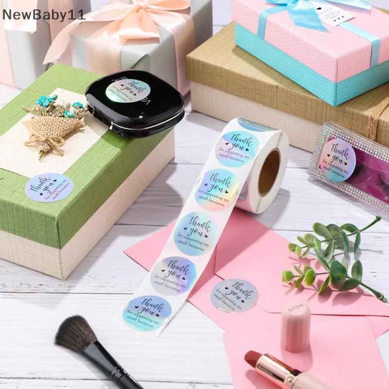 NY 500pcs Rainbow เลเซอร์ขอบคุณสติกเกอร์ 1 นิ้วสติกเกอร์ธุรกิจขนาดเล็กป้ายกาวสําหรับ Boutiques ห่ออุ