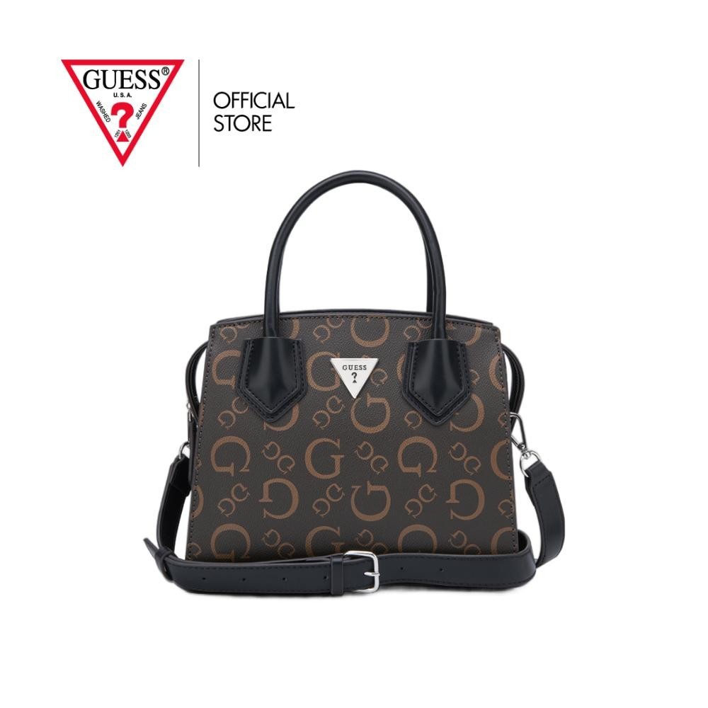 GUESS กระเป๋า รุ่น HH983706 DORVAL SATCHEL SATCHEL สีน้ำตาล