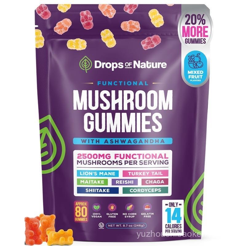 [OFFICIAL STORE] Drops Of Nature Mushroom Gummies | Ashwagandha KSM-66, Lion's Mane, Shiitake, Turke