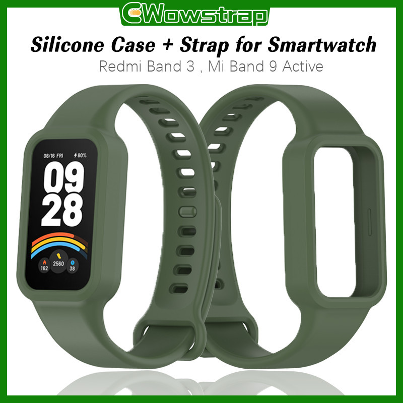 ซิลิโคนเคสแบบมีสายรัด for Smartwatch Xiaomi Mi Band 9 Active/Redmi Band 3 ป้องกันหน้าจอป้องกันกระแทกป้องกันกระแทกยาง
