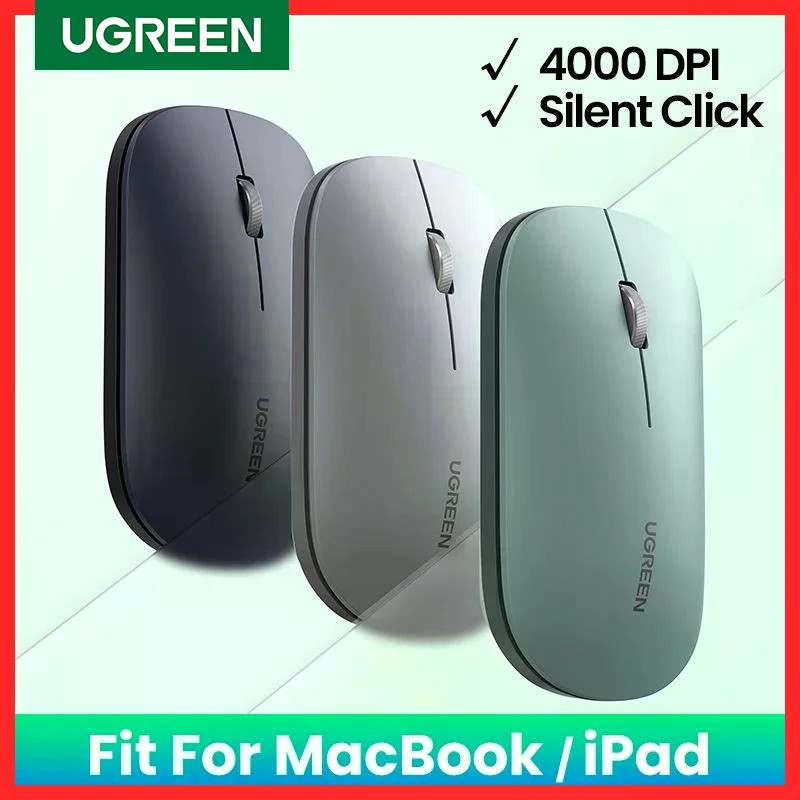 UGREEN เมาส์ไร้สายและบลูทูธ Silent Click Mice สําหรับ MacBook IPad Laptop PC เมาส์ไร้สาย 2.4G
