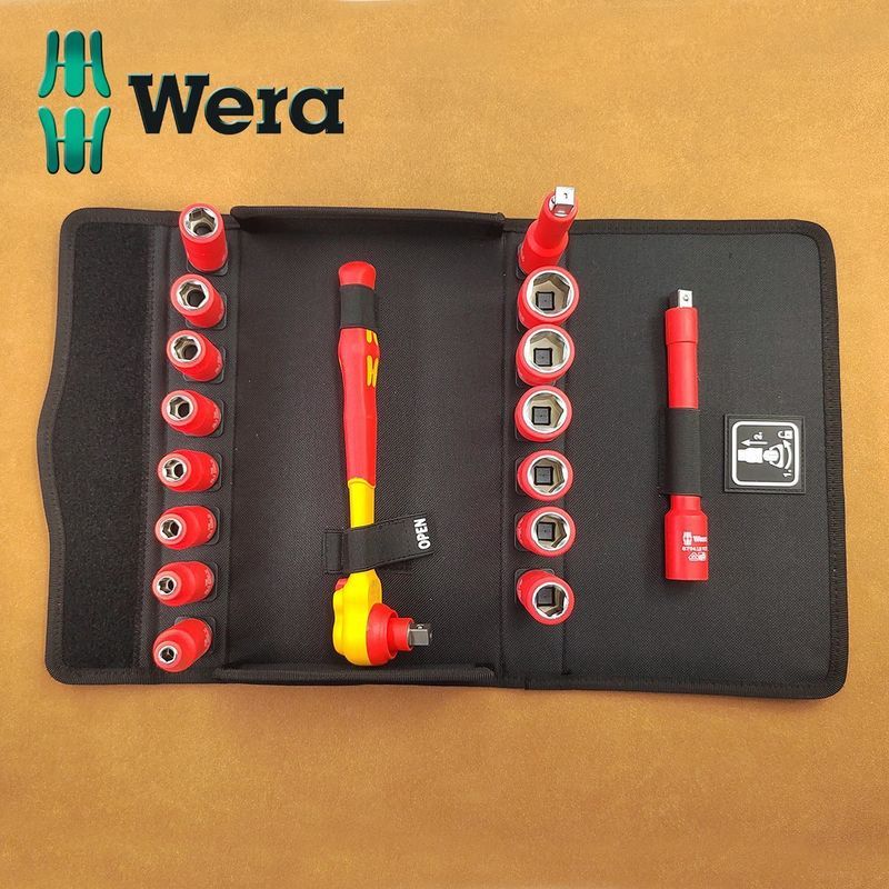 เยอรมัน Wera Wera Wera 8100SB VDE 1 Zyklop ประแจวงล้อฉนวน 17 ชิ้นชุด 3/8 นิ้วเมตริก O