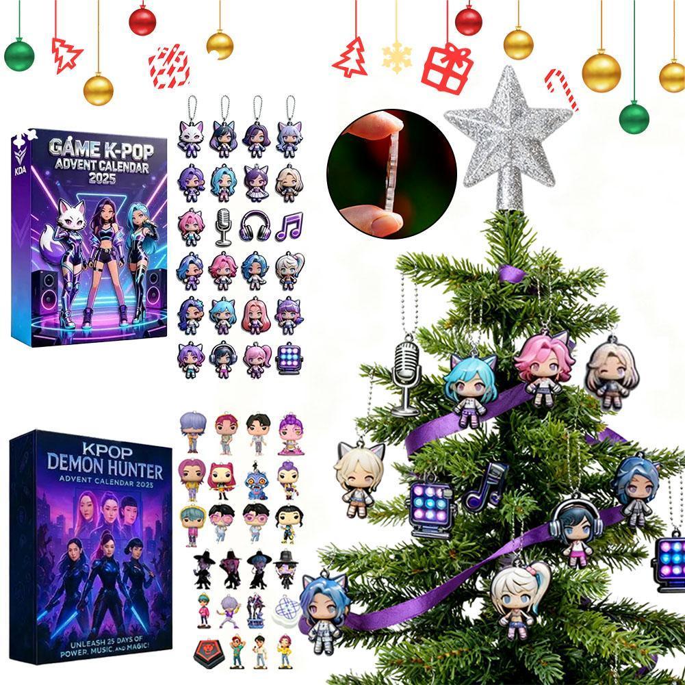 Kpop Demon Hunters Advent Calendar 2025 - อะนิเมะ Themed พวงกุญแจอะคริลิค, ต้นคริสต์มาส N7m3