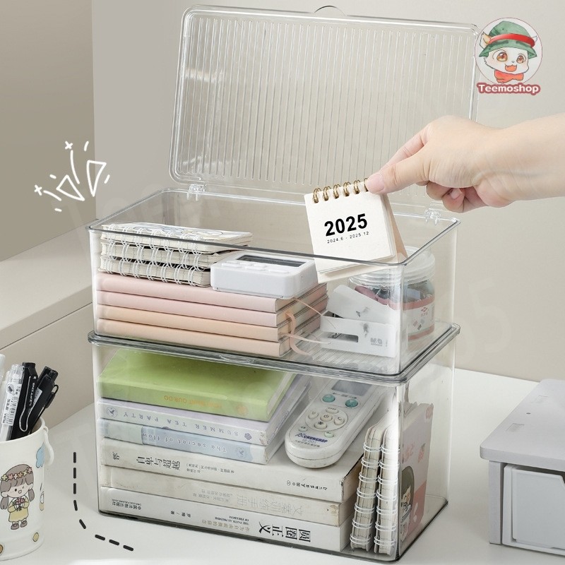 กล่องจัดระเบียบบนโต๊ะ ดีไซน์ใส เรียบหรู วางเครื่องใช้สำนักงานหรืออุปกรณ์อิเล็กทรอนิกส์ขนาดเล็กได้ - รูปที่ 3