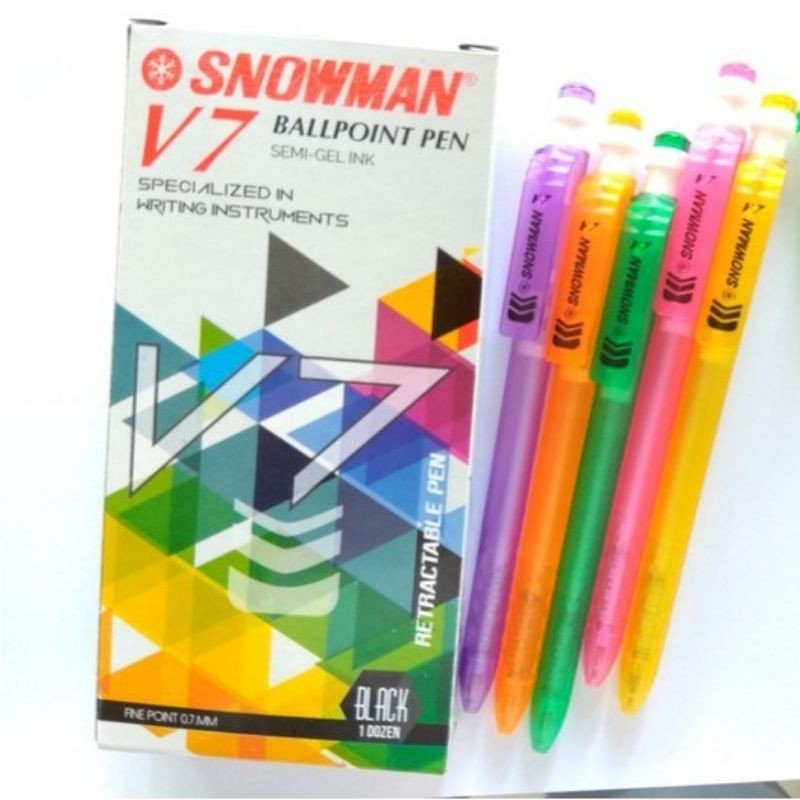 (12 ชิ้น) ปากกา Snowman V7 / SNOWMAN PEN / BALLPOINT PEN / SEMI GEL INK - KDY