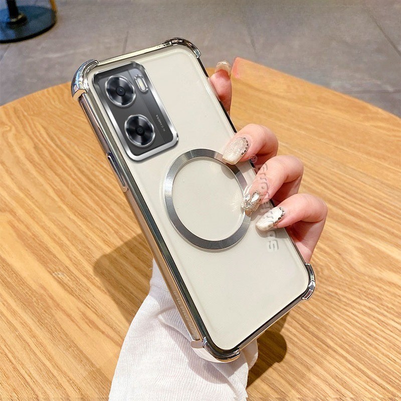 ปลอกสําหรับ VIVO Y56 5G Y16 4G V2214 V2225 V2204 นุ่มสี Clear Electroplated แม่เหล็กปกหลังสําหรับ VI