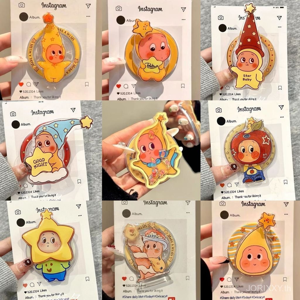 น่ารักการ์ตูนดาวคนร้ายเหมาะสําหรับ แม็กเซฟ วงเล็บแม่เหล็กดูดซับที่แข็งแกร่งหดสก์ท็อปถุงลมนิรภัยหญิง