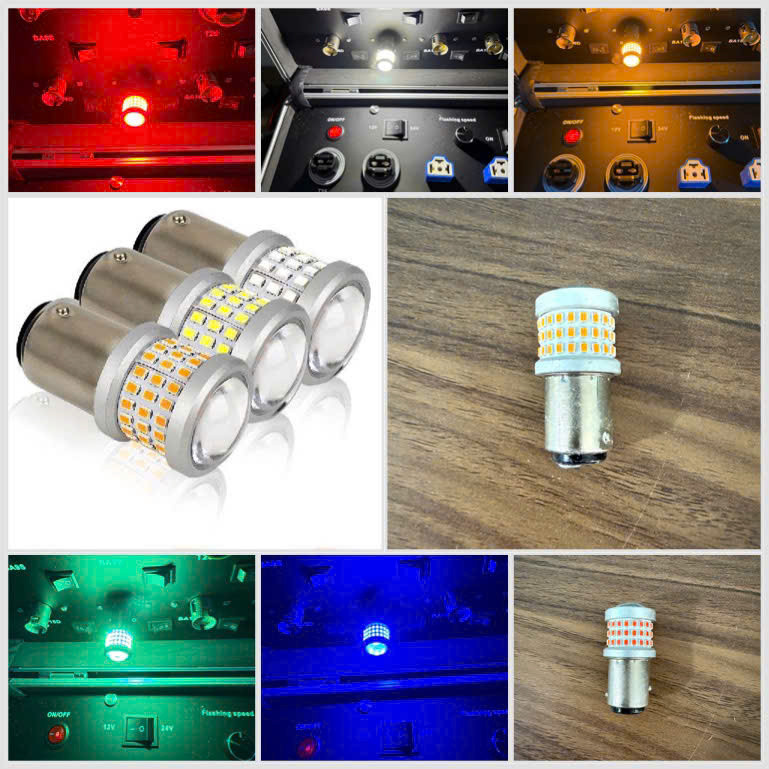 [ภาพจริง] ไฟ LED 12V 24V BAY15D 1157 หลอดไฟ LED สําหรับรถยนต์และสัญญาณไฟมอเตอร์ไซค์
