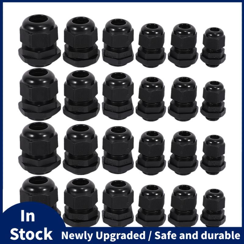 24 ชิ้นพลาสติกกันน้ําปรับได้ 3.5 - 13 มม. สายเคเบิลข้อต่อ Gland, PG7, PG9, PG11, PG13.5, PG16, แพ็ค 
