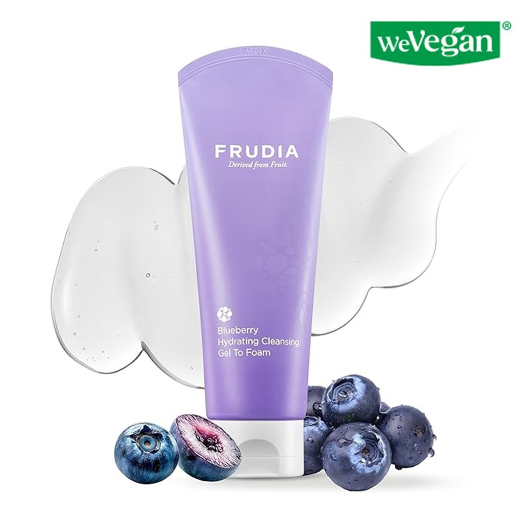 FRUDIA Blueberry Hydrating Gel-to-Foam Facial Cleanser 145ml (Gentle Cleanser for Sensitive Skin)