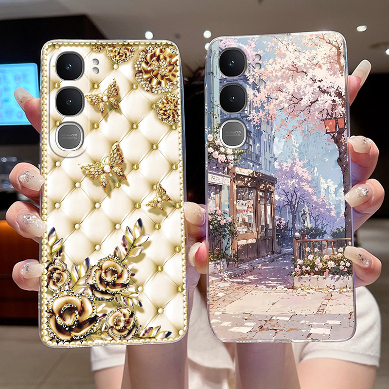 เคสโทรศัพท์สําหรับVivo Y21d 4G/Y31 5GกันกระแทกTPU Clear Coverแฟชั่นสไตล์การ์ตูนรูปแบบกระต่ายโคมไฟ, Puppy Catเคสป้องกัน