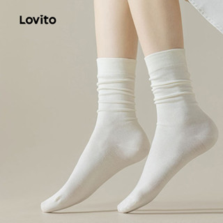 Lovito ถุงเท้าแบบยืดได้ 4 ทาง สไตล์เรียบง่าย เหมาะกับทุกฤดู …
