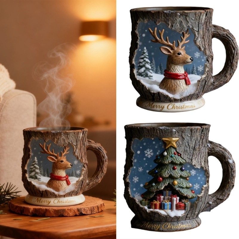 Waysle Holiday Coffee Cup with Ergonomic Grip PP Unbreakable Festival Kitchen Essential