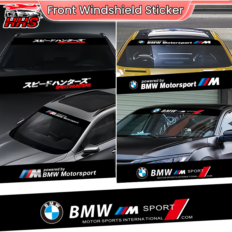 BMW รถด้านหน้ากระจกสติกเกอร์บังแดดสีดําตกแต่งดึงดอกไม้สติกเกอร์สําหรับ BMW Z4 E89 E85 X5 G05 F15 E53