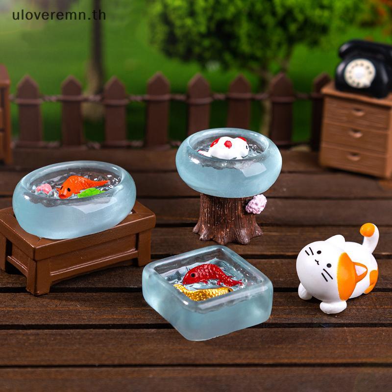 ULO 4 ชิ้น/เซ็ต Dollhouse Miniature จําลอง Koi Fish Tank ตุ๊กตา House รอบถังปลาตุ๊กตา Mini เฟอร์นิเจ