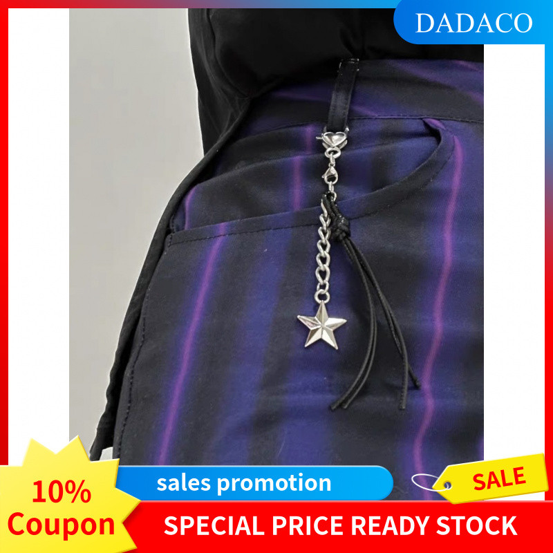 เชือกสีดําพู่จี้ดาว ins จี้ Retro y2k เอวแขวนอุปกรณ์ตกแต่ง