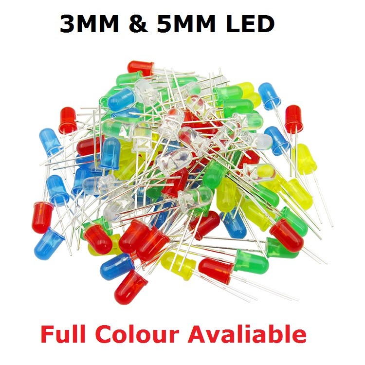 100PCS F3 F5 DIP LED 3มม./5มม. สีเขียว แดง เหลือง ม่วง น้ําเงิน ขาว ส้ม Super Bright ลูกปัดไดโอด