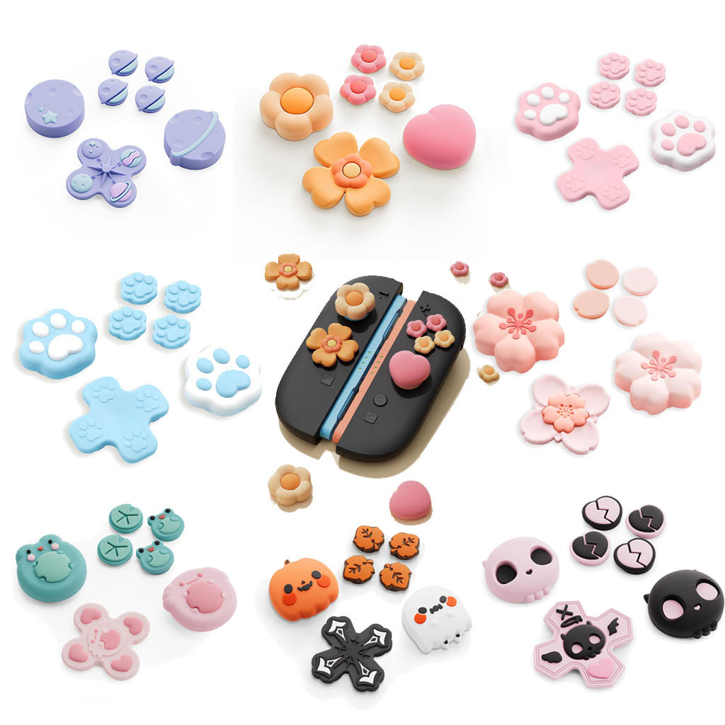 น่ารักข้าม D-Pad ปุ่มหมวก Thumb Grip Caps ชุดใช้งานร่วมกับสวิทช์ 2, ABXY ปุ่มกุญแจสติกเกอร์ฝาครอบสําหรับสวิทช์ 2