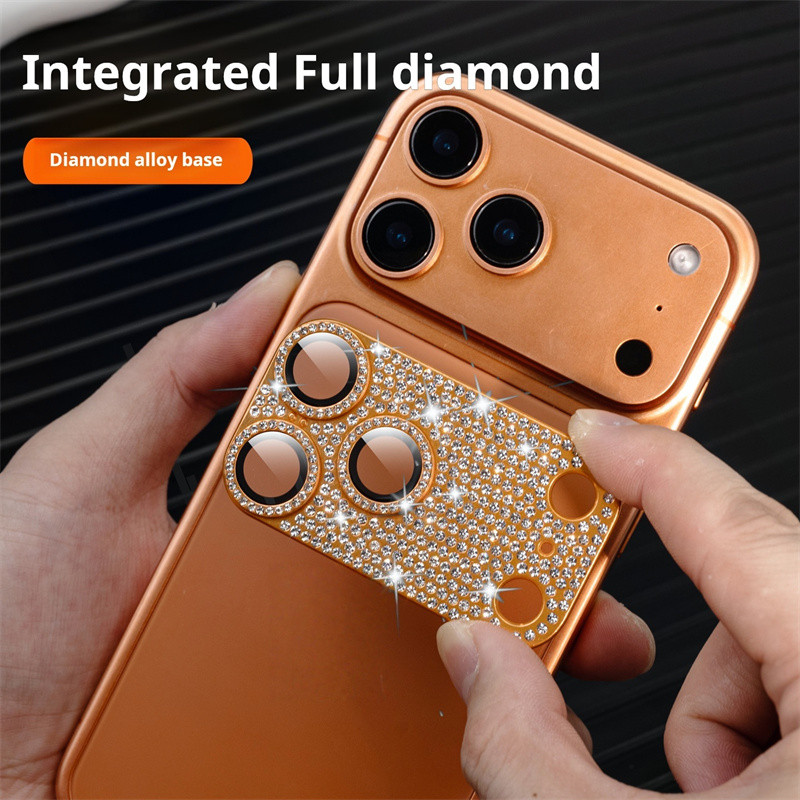 Luxury Flash Diamond โทรศัพท์กล้องฟิล์มป้องกันสําหรับ iPhone 17 PRO MAX 13 14 15 16 PRO MAX Air 16 plus เลนส์หน้าจอป้องกันฟิล์มสําหรับแฟลชเจาะเลนส์