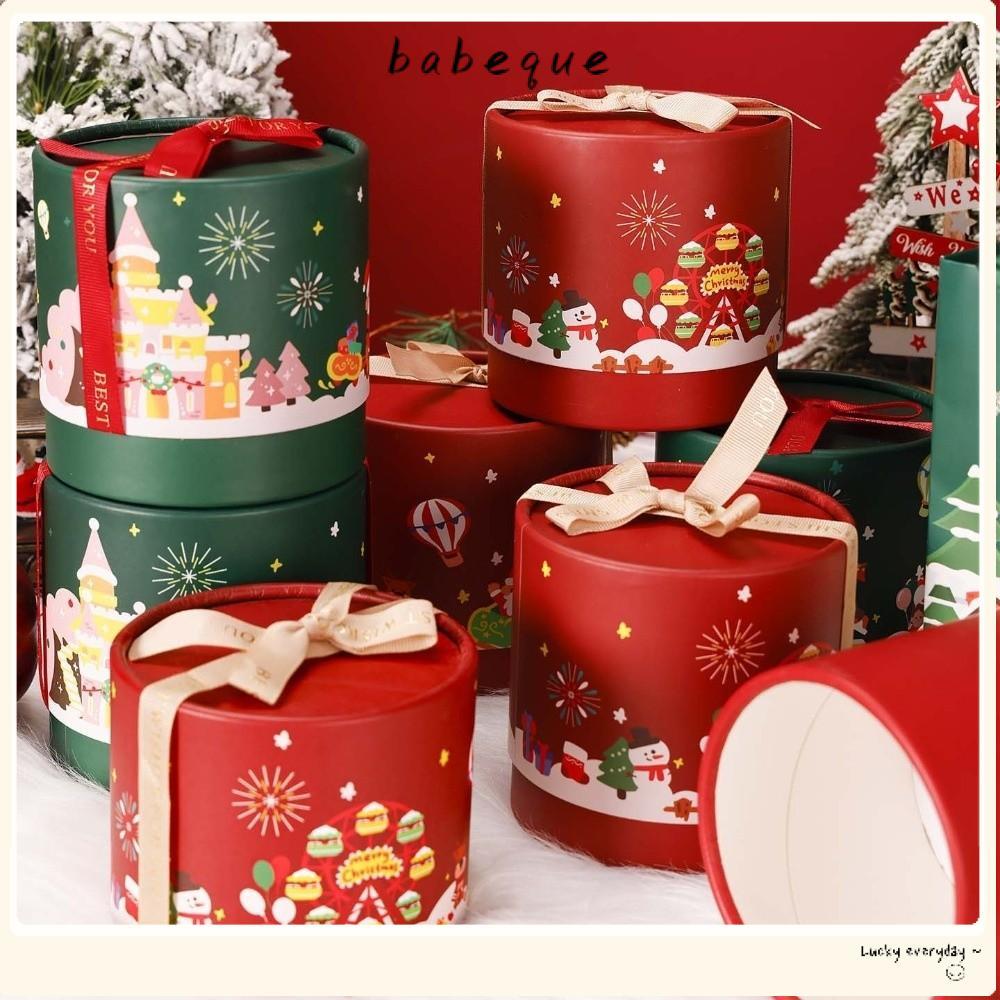BABEQUE กล่องขนมคริสต์มาส, DIY พร้อมกระเป๋าถือกล่องบรรจุภัณฑ์ของขวัญคริสต์มาส, ขนมกระดาษการ์ตูนสําหรับงานปาร์ตี้คริสต์มาส
