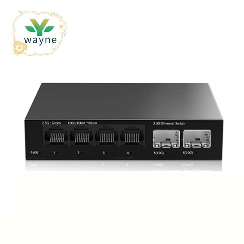 2.5Gb สวิทช์ 4 พอร์ต 2.5G Unmanaged Network Switch 2 พอร์ต 10GbE SFP + สล็อต Home Setup Ethernet สวิ