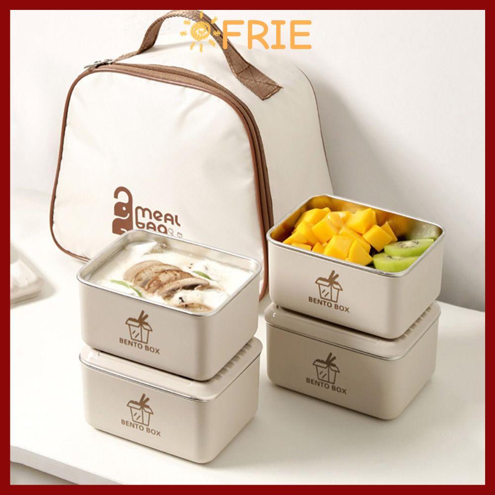 จัดส่งจากประเทศไทยFRIE 3 ชิ้น/เซ็ตถุงอาหารกลางวัน,พร้อมฝาปิด 304 สแตนเลสฉนวนกล่องอาหารกลางวัน, สไตล์จีนไมโครเวฟอุ่นแบบพกพาภาชนะบรรจุอาห