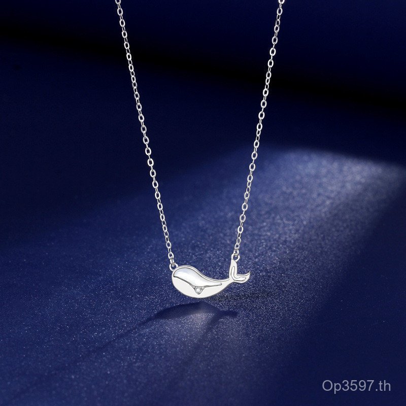 กระดูกไหปลาร้าเงินสเตอร์ลิงซอกส่งแฟนหญิงออกแบบสไตล์ใหม่ระดับไฮเอนด์แสงหรูหราของขวัญปลาวาฬสร้อยคอสีขา
