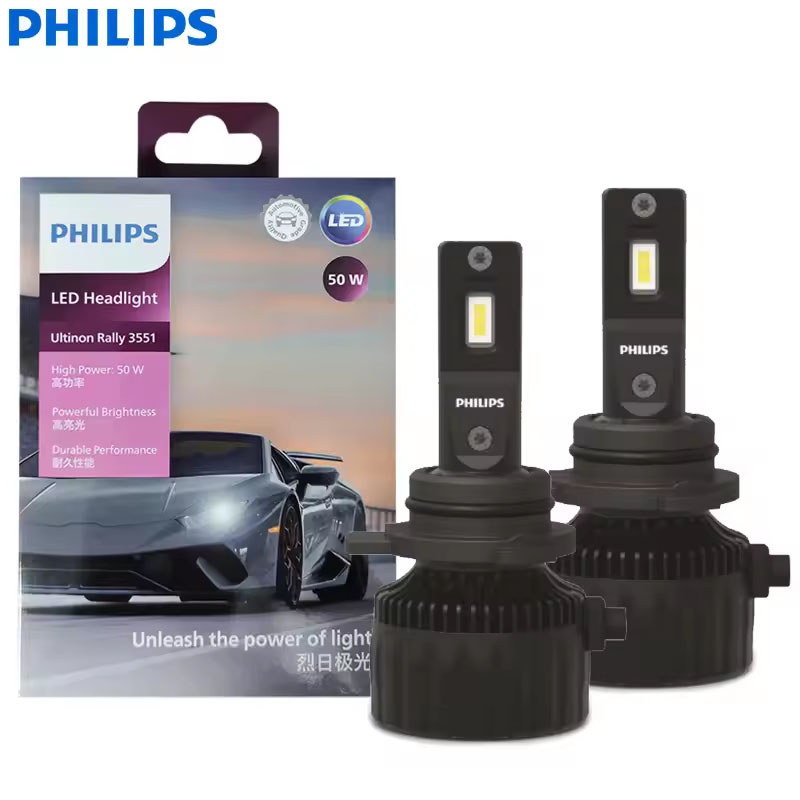 Philips Philips LED HIR2 9012 Ultinon Rally 3551 พลังสูงสุด 50W 4500LM ไฟหน้ารถ 6500K สีขาว LED สูงส