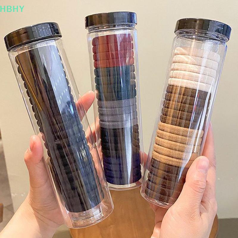 HB 20 ชิ้น/กล่องแหวนผ้าขนหนูกระป๋องยืดหยุ่นสูงไม่มีรอยต่อเรียบง่ายสีทึบผมแหวนผู้ถือผมหางม้าเชือกผมอุปกรณ์ผม .เฮ้