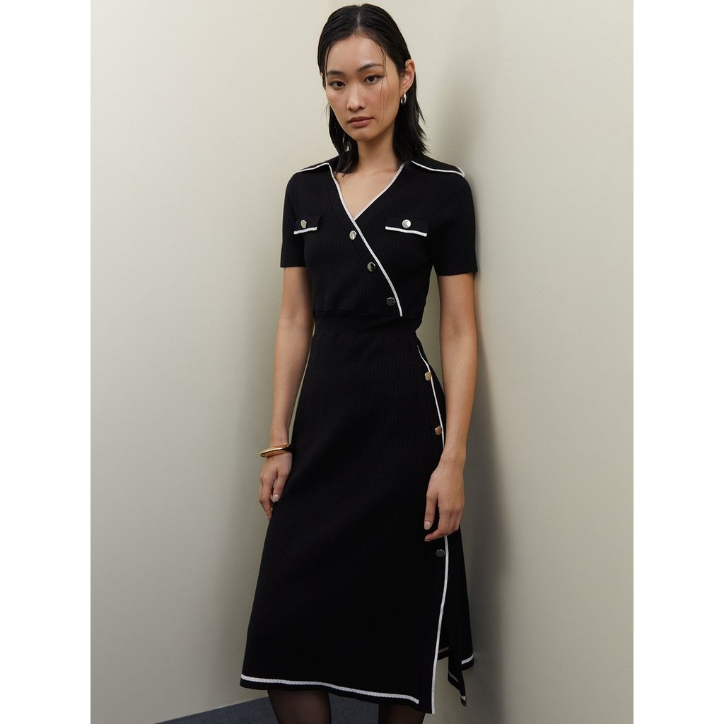 [Pomelo] ชุดเดรสผ่าข้างติดกระดุม / Button Up Side Slit Dress — صورة 2