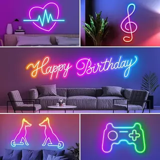 Neon RGBIC ไฟเส้นหลายสีพร้อมกัน 🌈 210 โหมดไฟสุดว้าว! ควบคุมผ่านรีโมท/แอปมือถือ USB เปลี่ยนสีได้หลากหลาย