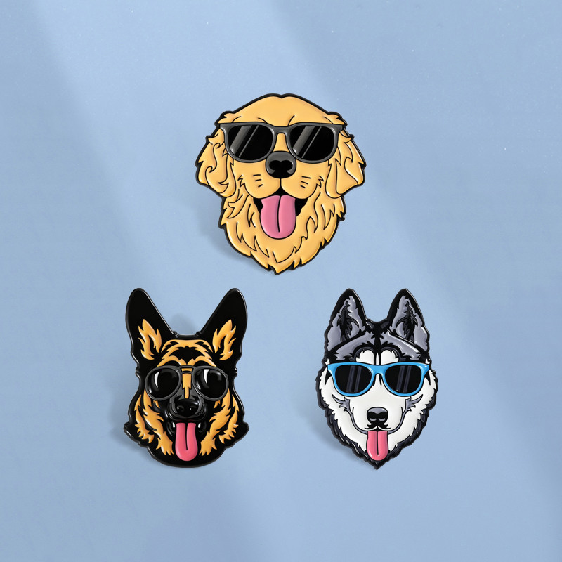 แว่นกันแดดสำหรับสุนัขเคลือบ Pin Golden Retriever Husky เหมาะเป็นอุปกรณ์เสริมและของขวัญ
