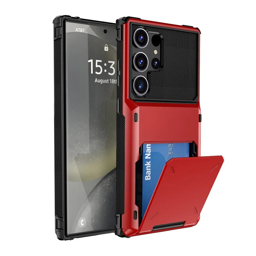 สําหรับ Samsung Galaxy S8 S9 + A55 กระเป๋าสตางค์ ID Slot Scratch กันชนทนทาน TPU Cover