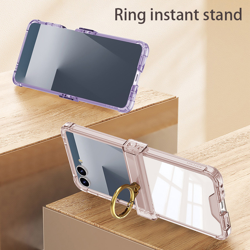 สําหรับเคสโทรศัพท์ Samsung Galaxy Flip 7, Flip 7 ถุงลมนิรภัยแหวนยึดปลอกโปร่งใส Flip 7 เคสกันกระแทก - รูปที่ 2