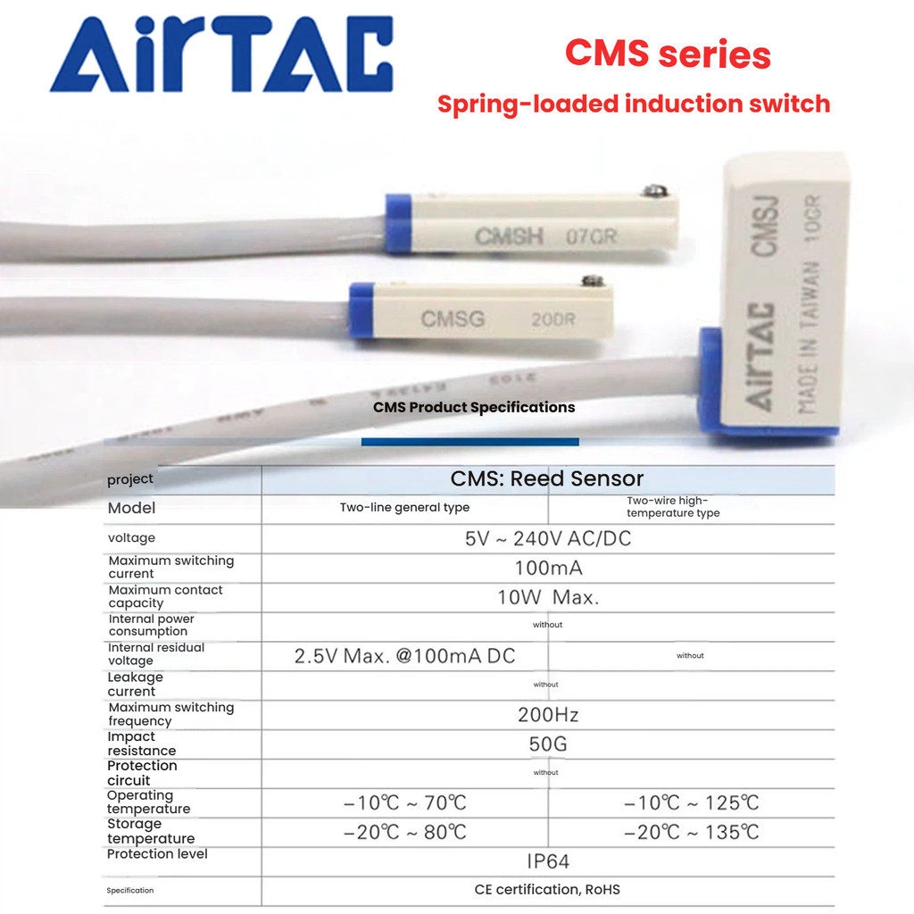 AirTAC Reed switch ประเภทสวิตช์แม่เหล็กเหนี่ยวนํา CMSE/CMSH/CMSG/CMSJ-020 AirTAC