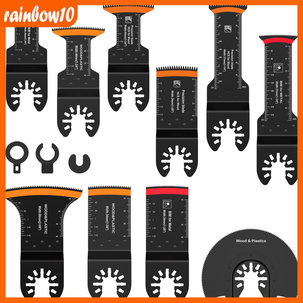 10 ชิ้นใบเลื่อยสั่น Bimetal Oscillating Multitool ใบมีดที่แม่นยําตัดกว้าง Arc ใบเลื่อยตรง SHOPTKC0998