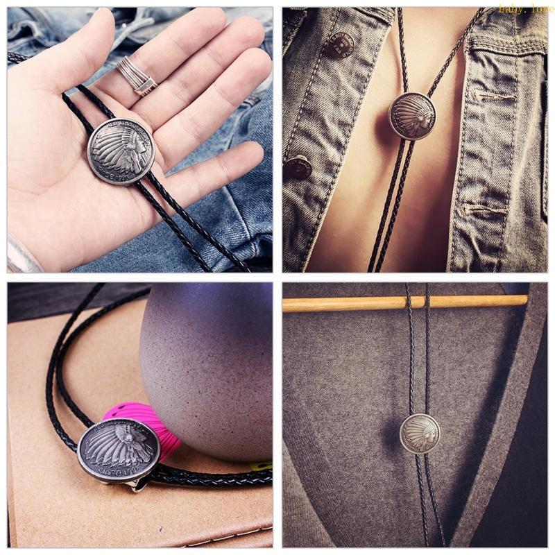 Punk Western Cowboy Bolo Tie Indian Necktie Necklace Costume Accessory