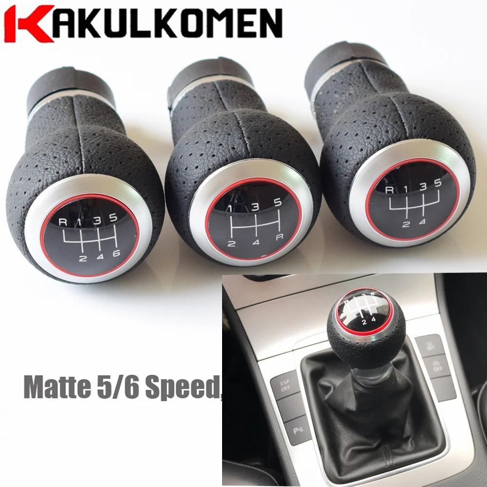 Matte Chrome หัวเกียร์สีแดงแหวนสําหรับ Audi skoda ที่นั่ง A3 A4 B6 B7 b8 A6 S4 B8 8K A5 8T Q5 8R สํา