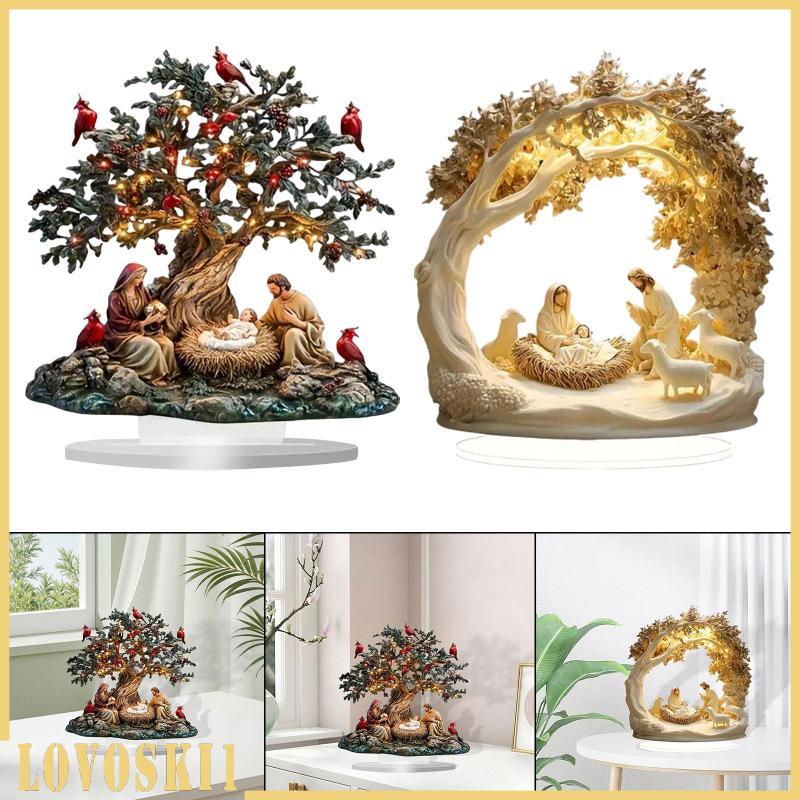 ฉากป้ายเครื่องประดับคริสต์มาส แบบ Holy Family Decor สำหรับตกแต่งโต๊ะทำงานหรือชั้นหนังสือ