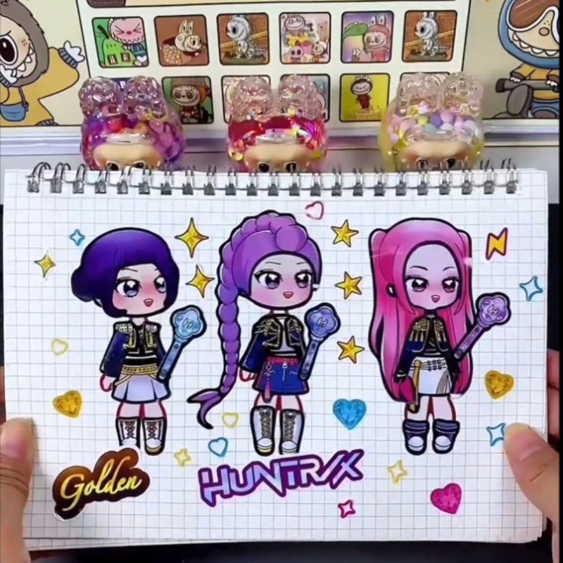 12 ชิ้น/เซ็ต KPop Demon Hunters สติกเกอร์เปลี่ยน Creative Handmade DIY ปริศนาของเล่น สำหรับของขวัญเด็ก น่ารัก - รูปที่ 2