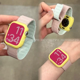 Oxford Pink Starlight Color blocked Strap เหมาะสําหรับ IWatch 49/46/45/44/42/41/40/38mm Loop Magnetic Strap เหมาะสําหรับ Smart Watch 11/SE 3/10/9/8/7/5/Ultra