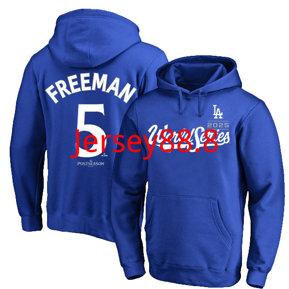 ผู้ชายฤดูใบไม้ร่วงฤดูหนาว Dodgers 2025 Union Championship Sweatshirt Hoodie No. 5 ฟรีแมน เสื้อกันหนา