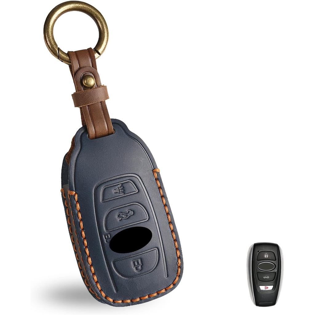 OLLEN สกรูฟรีหนังพรีเมี่ยม Fob ฝาครอบ, Fit สําหรับ Subaru Outback Forester Legacy Ascent WRX BRZ STI