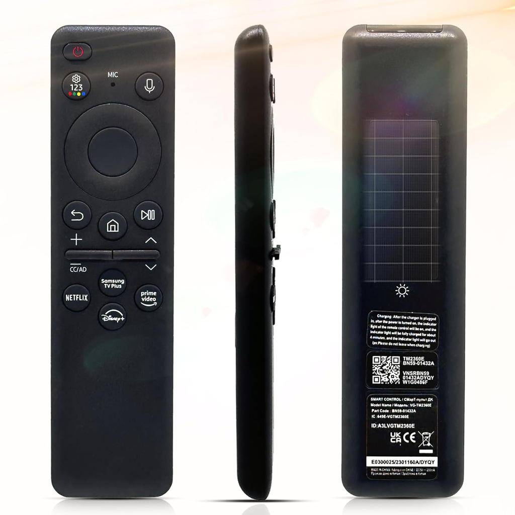 SAMSUNG BN59-011432A Solar Voice Remote,พร้อม Bluetooth Solar Cell,เข้ากันได้กับSamsung DU8000/Q70/S